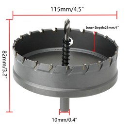 Rannb Carbide Hole Saw 4.5-inch/115mm Cutting Dia Hole Cutter for Cutting Stainless Steel & Iron