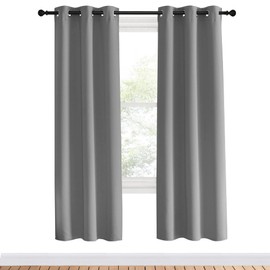 Nicetown Cortinas opacas para ventana, 86 cm de ancho x 178 cm de largo, 2 paneles, ojales superiores, oscurecimiento de habitación, aislamiento térmico, recámara, sala de estar, color gris plateado