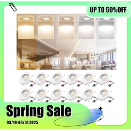 POWERASIA 5/6 Inch 5CCT Dimmable LED Recessed Lights, Downlight Night Light Panel Pin Light Ceiling For Bedroom,Living,Reading,Corridor - Colour: BLACK 12Pack 5/6Inch