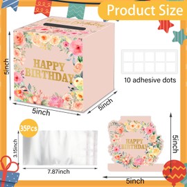 SHLINCO Pink Wildflowers Birthday Party Gifts for Mom, Happy Birthday Money Gift Box for Women, Surprise Gift Boxes for Money - Money Gift Ideas for Women