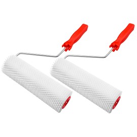 WYXDSDEV 9 Inch Screed Spiked Roller, Latex Floor Self Leveling Spiked Roller for Epoxy Floor, Thread in Handle Screed Compound Roller Bubble Remove Tool (2 Roller + 2 Frame)