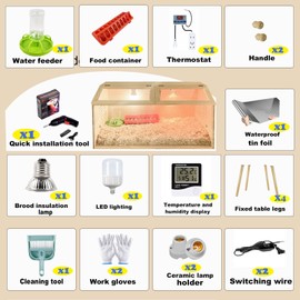 Fengxin Brooder Box for Chicks,Quail cage,Quail coop,Kit with Heat,Chick Brooder Box with Sliding Door,with Thermostat,Table Legs, Temperature and Humidity Meter (31.5×16×16 inches)