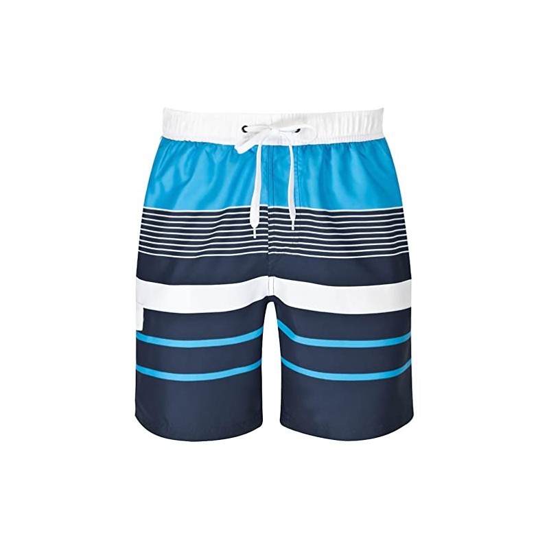 Mareno Men's Swimming Shorts with Modern Striped Pattern in Blue
