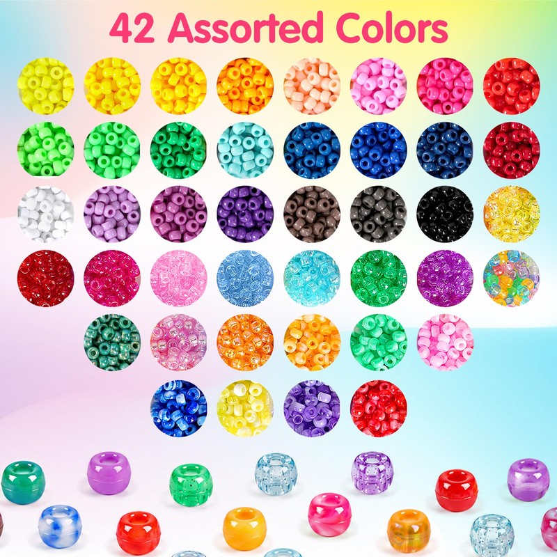 4300Pcs Pony Beads Kit for Bracelets Jewelry Making, 41 Colors
