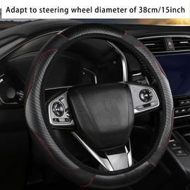 1Pcs Universal Car Steering Wheel Cover, Anti-Slip & Breathable Cars Steering Wheel Cover, Diameter 37-38 cm Steering Wheel Protector, Car Accessories for Women Men (Black)