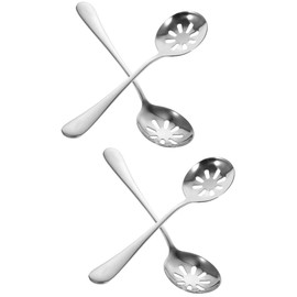 SHOWERORO 2sets Silverware Spoons Cozy Cooking Utensils Daily Use Serving Spoons Portable Slotted for Dinner Wedding Party 2pcs*2