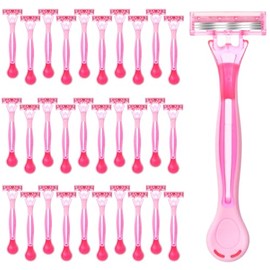 Lasnten 30 maquinillas de afeitar desechables para mujer, 3 cuchillas para piel sensible para un afeitado suave y cómodo
