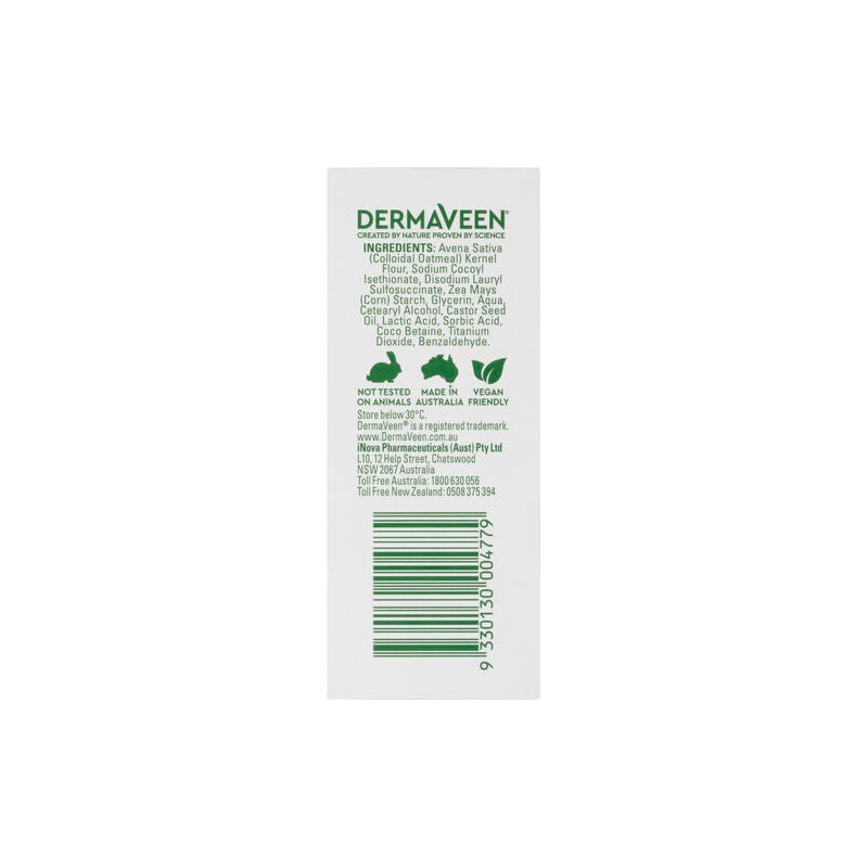 DermaVeen Daily Nourish Soap-Free Cleansing Bar for Dry & Sensitive