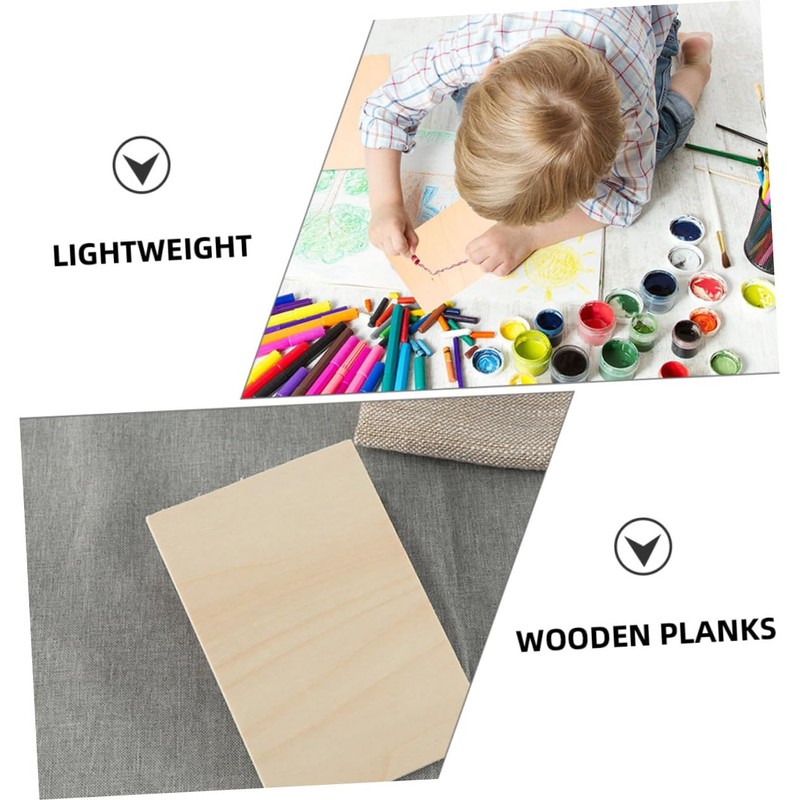DOITOOL 10Pcs Unfinished Wooden Planks for DIY Crafts Smooth Basswood