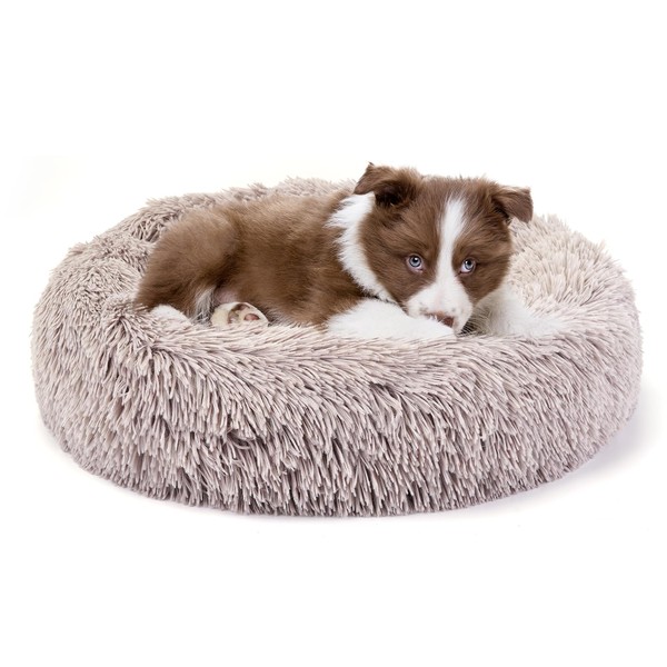 Belababy Donut Dog Cat Bed, Calming Doughnut Fluffy Dog Cat