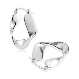 ALEXCRAFT Thick Earrings Gold Silver Hoop Earrings Square 14K Chunky Golden Earrings Women's Gift for Women Girlfriend Mum Girls, Sterling Silver