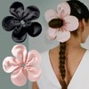 2Pcs Black and White Large Flower Hair Scrunchies, Fabric, 24