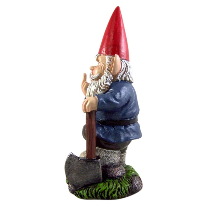 DWK Small Angry Garden Gnome with Shovel Figurine, 9 Inches