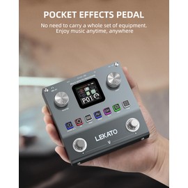 LEKATO Multi Effects Guitar Pedal, Electric Guitar Effects Pedal, Pocket Rechargeable Effects Processor with 6 Effects Modules, 80 Presets, 20 IRs, BT Audio, Headphone Output