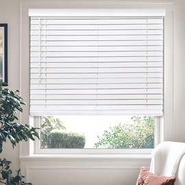 CHICOLOGY Faux Wood Blinds, Window Blinds, Wood Blinds, Window Shades, Window Treatments, Blinds & Shades, Window Shades for Home, Wooden Blinds, Basic White, 26.5" W X 48" H