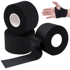 3 Rollen Sporttape Schwarz, 3,8cmx9.1m Tapeverband, Fussball Tape, Reißbar, Tapeverband Fingertape, Tape Sport Schwarz, Hypoallergenes Tapes, Klebebänder für Fußball, Volleyball, Klettern, Sportarten