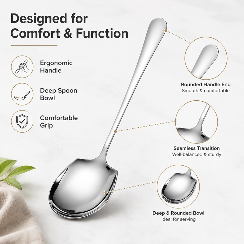 TRACOMPAN 3 Pack Large Serving Spoons, Stainless Steel Serving Spoon