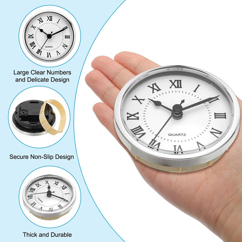 PATIKIL 3.5" 90mm Quartz Clock Insert, Round Quartz Movement Miniature