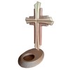 Tea Light Holder with Cross Beechwood in Modern Style
