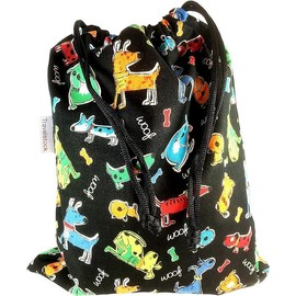 Travelstock Kids Cotton Wash Bag Drawstring small - Loveable Dogs