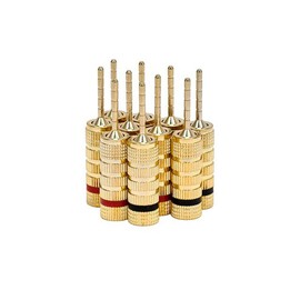 Monoprice 9438 Gold Plated Speaker Pin Plugs - 5 Pairs - Pin Screw Type, For Speaker Wire, Home Theater, Wall Plates And More