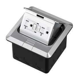 KYHSHJ Pop Up Floor Electrical Outlet with 20 Amp Stainless Steel GFCI Tamper Receptacle Outlet， Corrosive Resistant Hardware，ETL Listed,Silver