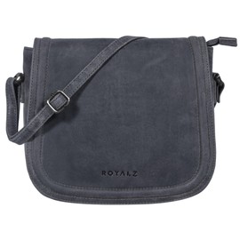 ROYALZ 'Maryland' Vintage Handbag Leather Women for Hanging Elegant Women's Evening Bag Genuine Leather Leather Shoulder Bag, Navy grey