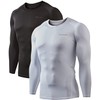DEVOPS 2 Pack Men's Thermal Long Sleeve Compression Shirts (2X-Large,
