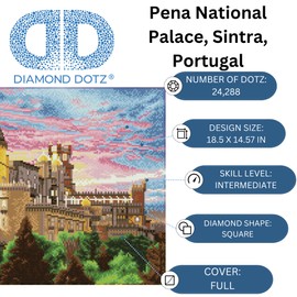 DIAMOND DOTZ ® - Pena National Palace, Sintra, Portugal, Full Drill, Square Dotz, Square Diamond Painting Kits, Square Drill Diamond Painting, Diamond Painting Square Drill, Square Diamond Art,