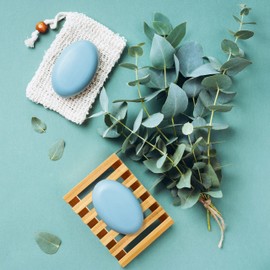 Relaxdays Bamboo Soap Dish with Grid, Moisture-Resistant, Soap Holder, Piece Soap, W x D 11.5 x 8.5 cm, Natural, 100%, Pack of 1