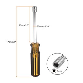 sourcing map Metric Hex Nut Screwdriver 6mm Carbon Steel Ergonomic PVC Grip Non-Magnetic Socket Wrench Screwdriver Hand Tool for Automotive Maintenance Home Improvement.