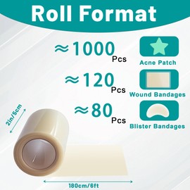 SLGCBL Hydrocolloid Bandages Roll for Wound Care, 2in*6ft Hydrocolloid Patch, Hypoallergenic & Waterproof Hydrocolloid Tape for Burns, Blisters, Acne, Bed Sore, Cut-to-Size, 0.3mm Thickness