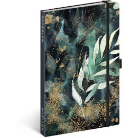 Notebook Lined with Elastic Band, 13 x 21 cm, Approx. A5, Hardcover Notebook, Notepad, Journal, Diary for Adults, Women (Eucalyptus)