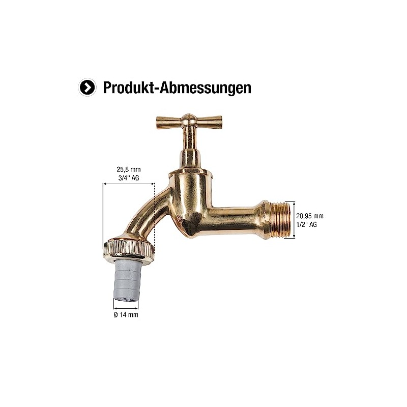 CORNAT TEC300505 Tap bar Screw.connec.Brass pol, 1/2 Zoll AG