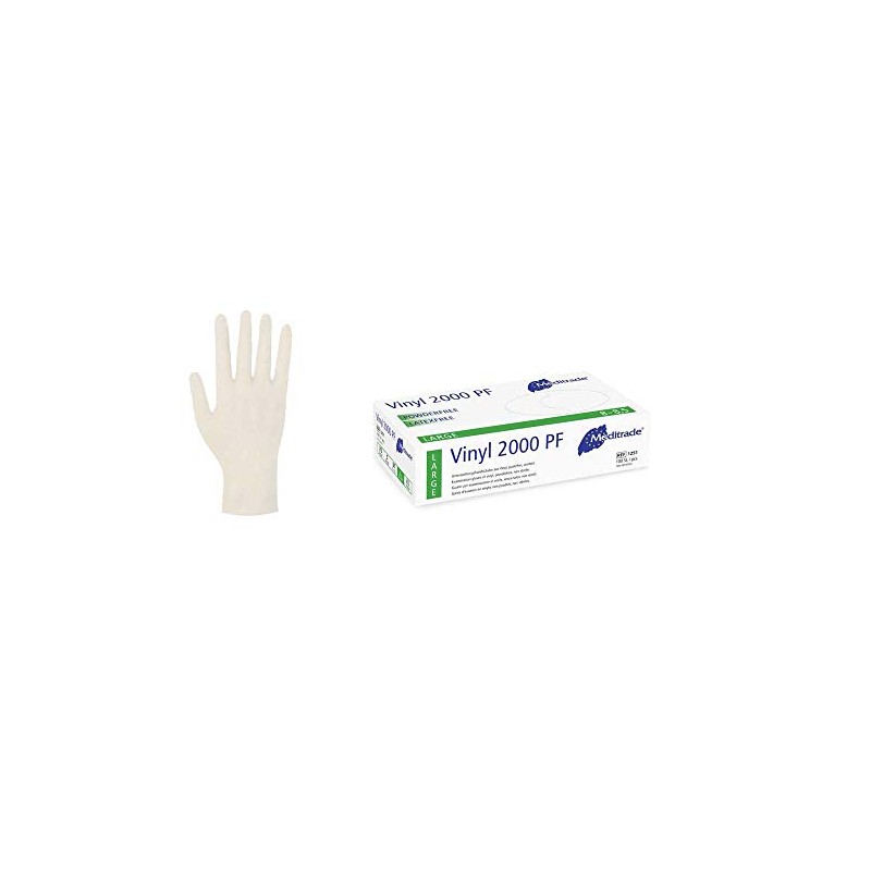 Meditrade 2000 PF Vinyl Disposable Gloves XS-XL Pack of 100