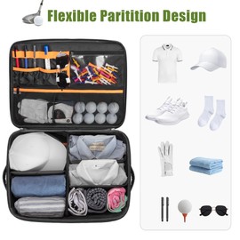 PGmoon 2 Layer Golf Trunk Organizer, Golf Car Storage Organizer with Individual Ventilated Compartment for 2 Pairs Shoes, Golf Car Locker for Balls, Clothes, Tees, Gloves, Accessories