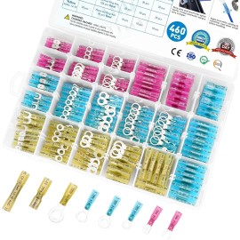 TICONN Heat Shrink Wire Connectors, Waterproof Automotive Marine Electrical Terminals K - 460 PCS COMBO