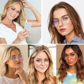 Dollger Aviator Clear Lens Glasses Non-prescription Eyeglasses Metal Frame for Women Men (3025 silver)