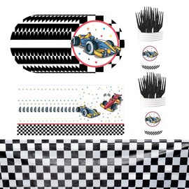 ZPSOSPZ Racing Party Tableware 65Pcs Racing Birthday Party Tableware, Racing Theme Party Tableware, Suitable for Theme Party Children's Birthday Party