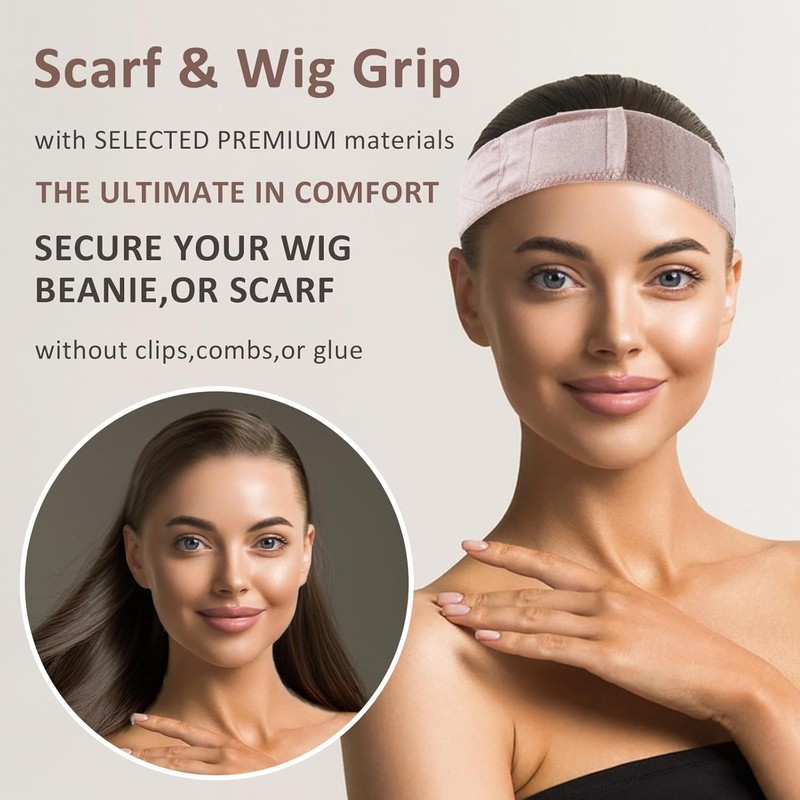 Linyongc Adjustable Velvet Wig Headband, 3-Pack Non-Slip Velvet Wig Grip