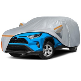 BETERNY Car Cover for 1994-2025 Toyota RAV4, Waterproof Custom-fit All Weather Sun Rain UV Dust Snow Protection Windproof Outdoor RAV4 SUV Car Cover with Door Zipper and Cotton Lining-Gray