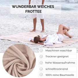 CalmyBEACH Terry Towel Beach Towel XXL 120 x 200 cm - Bath Towel Large 100% Cotton Hand Towel Bath Towel Beach Towel Beach Towel Terry Blanket (120 x 200 cm, Beige)