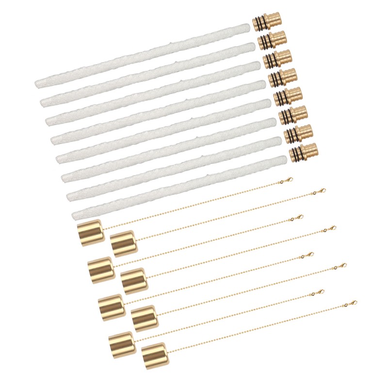 8Pack Wine Bottle Torch Kit Long Life Torch Wicks Brass