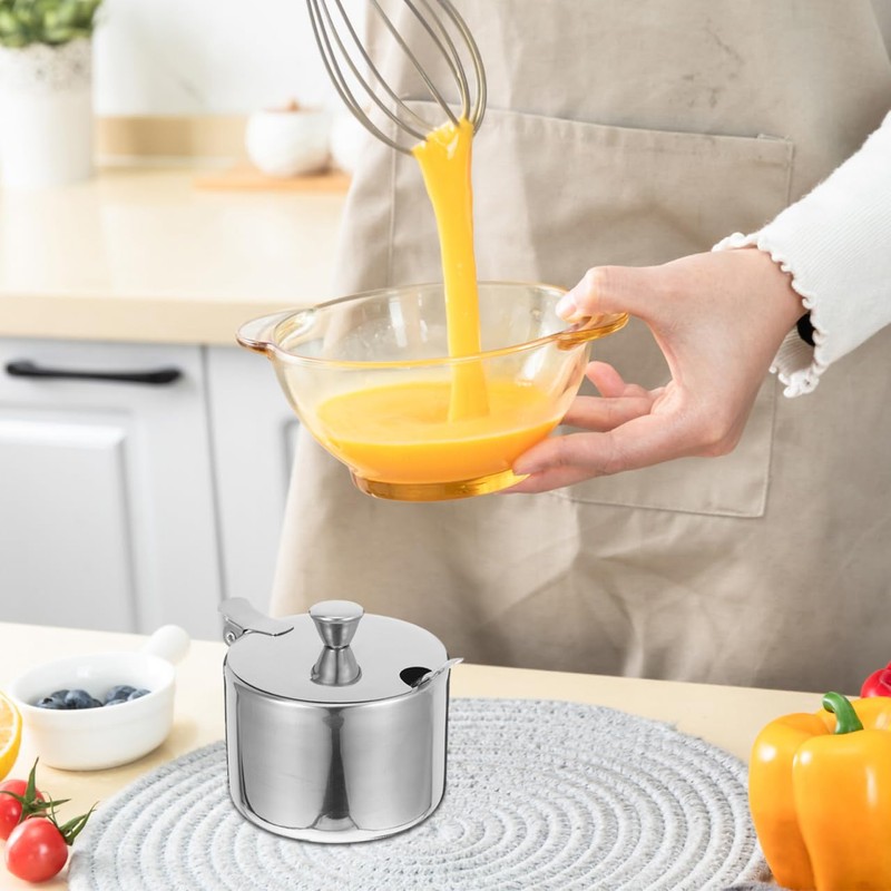 Alipis Compact Condiment Canisters Pots Set Stainless Steel Sugar Bowl