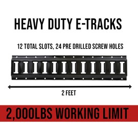 BoxerTool 4 Pack E-Tracks - 2 Feet Length, E Track Tie Down Rails for Cargo, Pickup Trucks, Trailers, Vans, RV, Garage, DIY Organizer - Black Finish