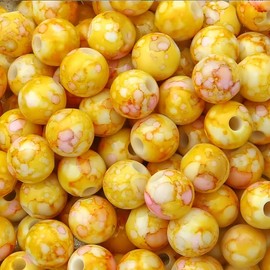 100pcs Acrylic Round Beads 8mm Yellow Loose Beads for Crafting