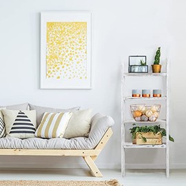 KIAYACI Ladder Shelf Rustic Vintage Blanket Ladder Decorative Wood Ladder Shelf for Living Room Bedroom Bathroom (Retro White, 48" x 22")