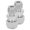2pcs Compression Tube Fitting Adapter Stainless Steel Double Ferrule Joint