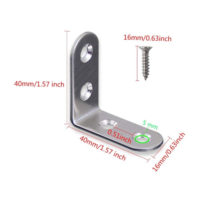 BESTU Angle Bracket, 1.6 x 1.6 x 0.6 inches (40