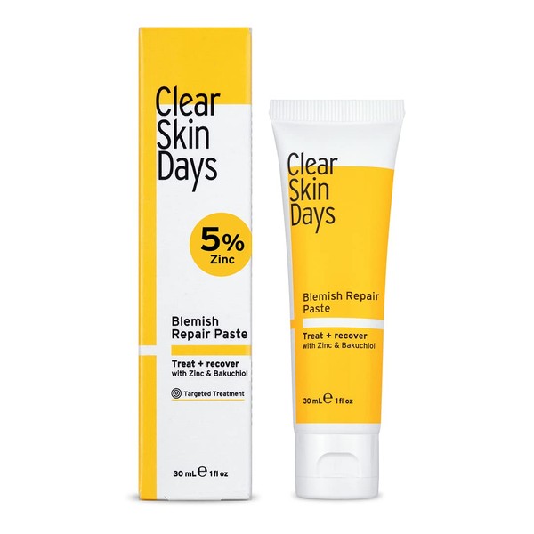 Clear Skin Days Blemish Treatment Cream - Overnight Spot & Acne Treatment for Face - with Salicylic Acid & Zinc - Calm Aggravated Skin & Reduce Redness, Vegan & Cruelty-Free, 30ml